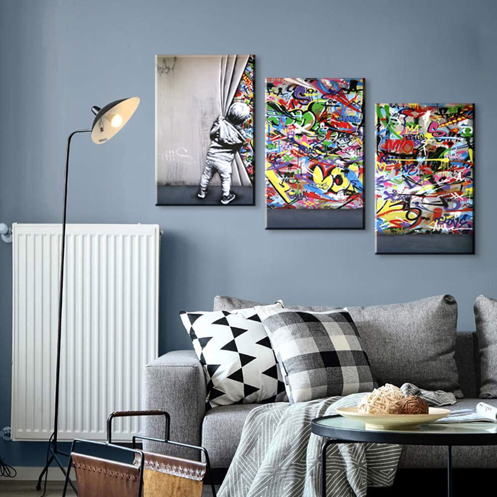 Amazon.com: 3 Pieces Banksy Canvas Street Art Canvas Wall Art